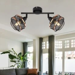 Deckenleuchte, Spot, Gitter, Schwarz-Gold, BELLONA