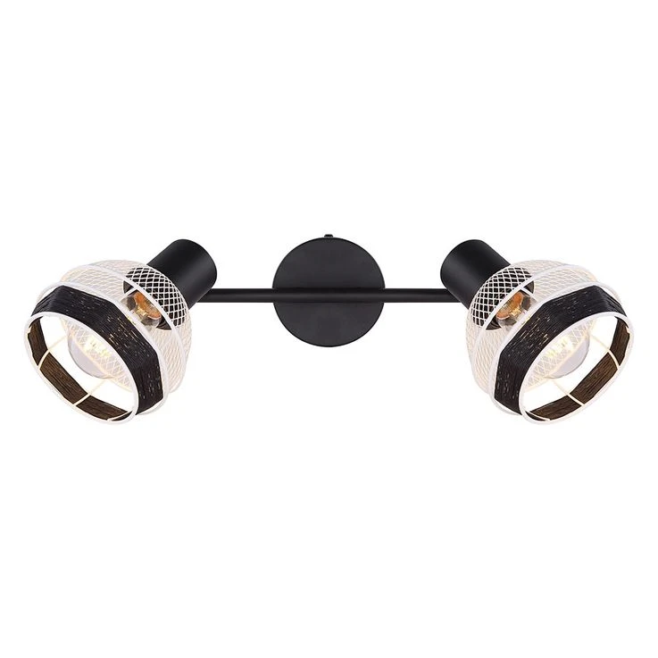 Deckenleuchte, 2-Flammig, Metall Schwarz, Hanfseil – Bild 6