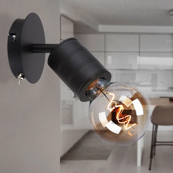 Wandleuchte, Alu Schwarz, Spot Beweglich, H 14,5 Cm