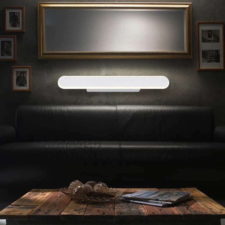 LED Wandleuchte, Metall, Weiß-matt, Lederoptik, 40 Cm – Bild 3