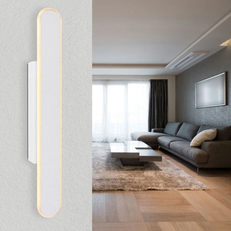 LED Wandleuchte, Metall, Weiß-matt, Lederoptik, 40 Cm – Bild 4