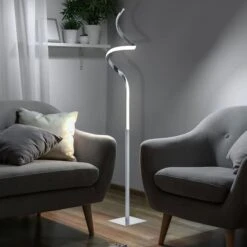 LED Stehleuchte, Nickel Matt, Touchdimmer, H 145 Cm