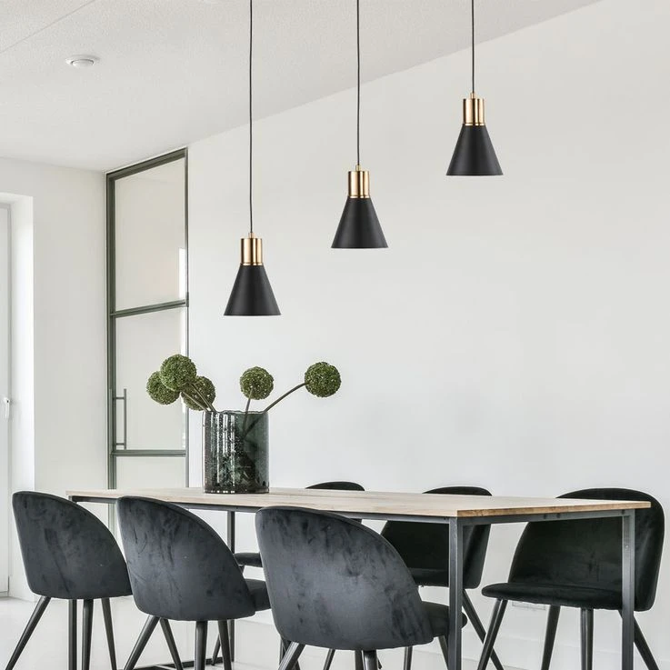 Hängeleuchte, Schwarz, Altmessing H 140 Cm, PLANO – Bild 4