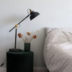 Tischleuchte, Schwarz, Gold, Spot Verstellbar, Höhe Max. 67 Cm