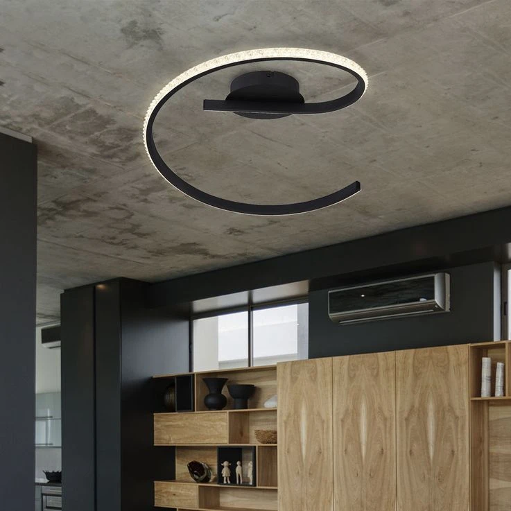 LED Deckenlampe, Spirale, Acrylkristalle, Metall, Schwarz – Bild 3