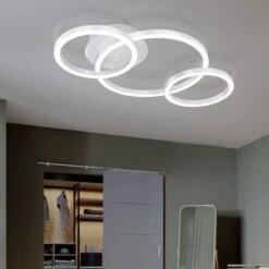 LED Deckenleuchte, Ring Design, Silber, L 55 Cm