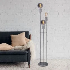 Stehleuchte, Silber, Antik, 3 Flammig, H 143 Cm