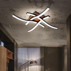 LED Deckenleuchte, 4 Flammig, Holzoptik, L 43cm