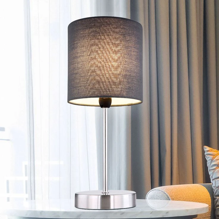Tischleuchte, Textil, Anthrazit, Silber, H 35 Cm – Bild 3