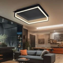 LED Deckenleuchte, Quadratisch, Schwarz, Weiß, L 44 Cm