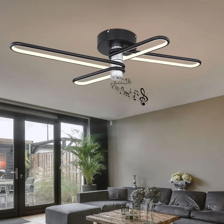 LED Deckenleuchte, Metall, Schwarz, Lautsprecher, L 91,5 Cm – Bild 3