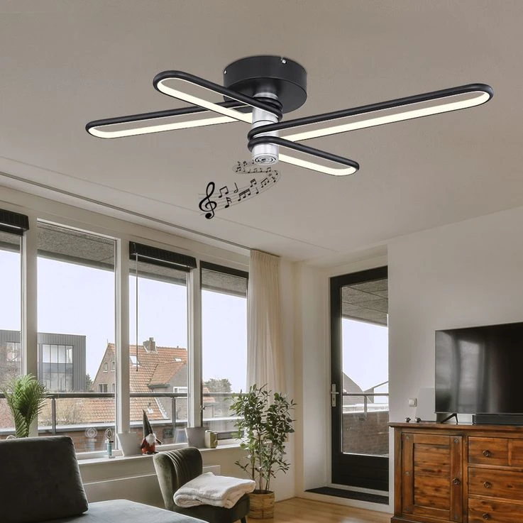 LED Deckenleuchte, Metall, Schwarz, Lautsprecher, L 91,5 Cm – Bild 4