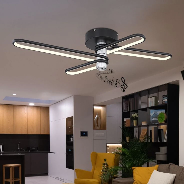 LED Deckenleuchte, Metall, Schwarz, Lautsprecher, L 91,5 Cm – Bild 5