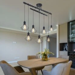 Hängeleuchte, Käfig Design, Schwarz-matt, H 100 Cm