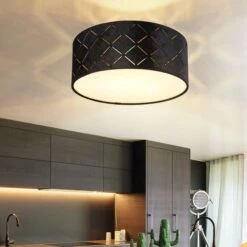 Deckenleuchte, Schwarz, Samt, Dekorstanzungen, 26 Cm