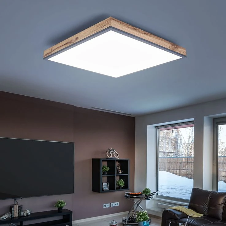 LED Deckenlampe In Opal Weiß Und Holzoptik – Bild 3