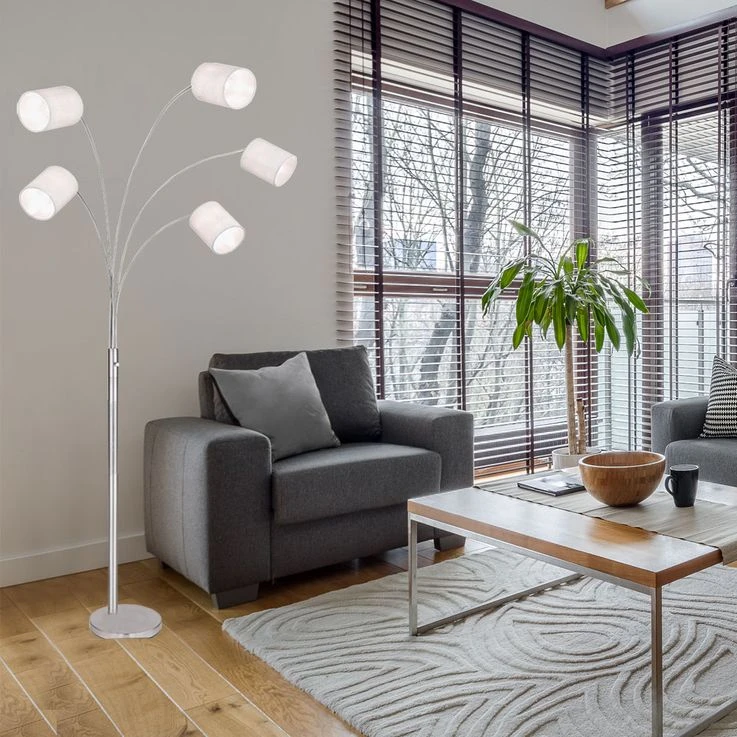 Stehleuchte, Schirme Beweglich, Sandfarben, H 204 Cm