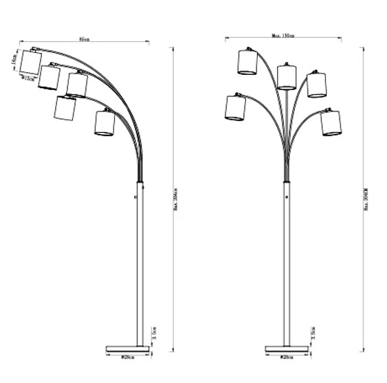 Stehleuchte, Schirme Beweglich, Sandfarben, H 204 Cm – Bild 9