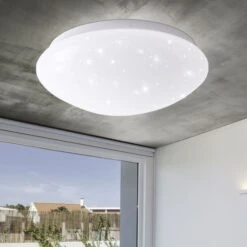 LED Deckenleuchte, Sternenhimmel-Effekt, Weiß, Rund, 25 Cm