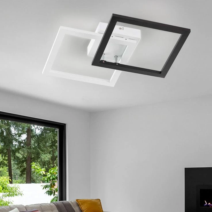 LED Deckenleuchte, Schwarz-weiß, Quadrat, L 48 Cm – Bild 4