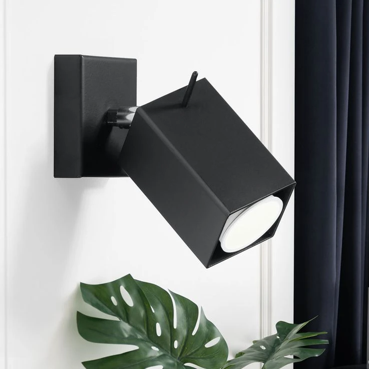 Wandstrahler, Stahl Schwarz, Spot Verstellbar, H 15 Cm