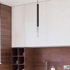 Pendelleuchte, Stahl, Schwarz-chrom, H 110 Cm