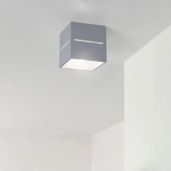 Deckenleuchte, Aluminium Grau, H 10 Cm