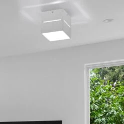 Deckenleuchte, Aluminium, Weiß, H 10 Cm