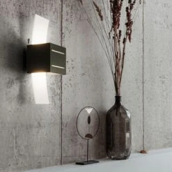 Wandleuchte, Alu, Glas Satiniert, 10 Cm