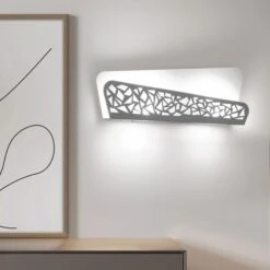 Flurleuchte, 2 Flammig, Muster, Stahl, Weiß, H 15cm