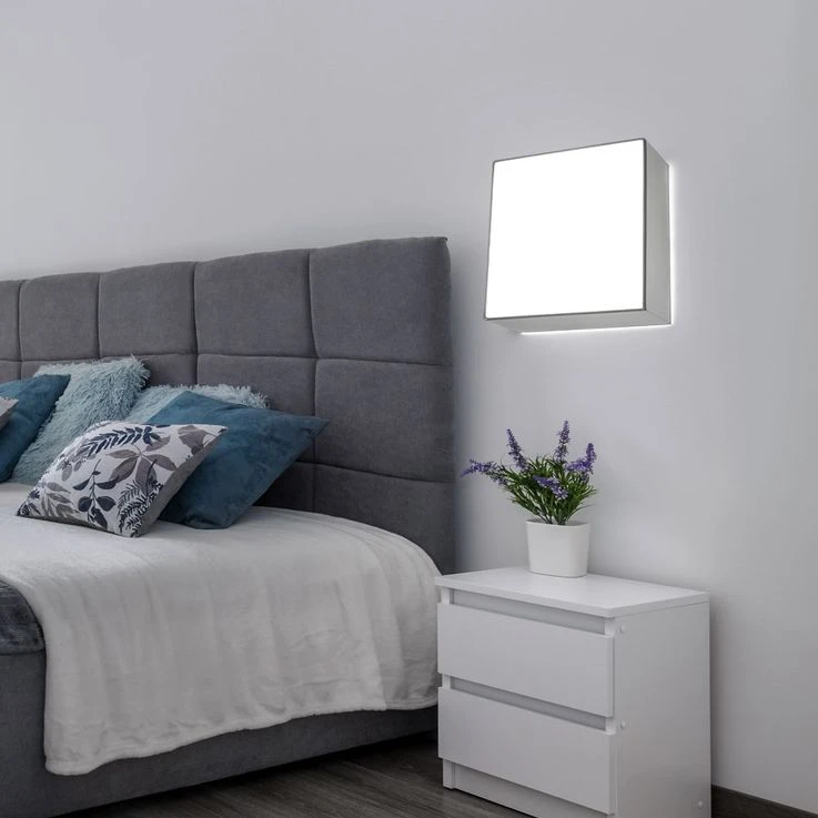 Wandleuchte, Grau, PVC, Stahl, Eckig, L 25 Cm