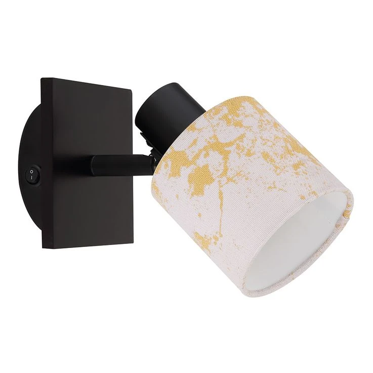 Wandleuchte, Metall Holz, Textil Gold, H 26 Cm – Bild 2