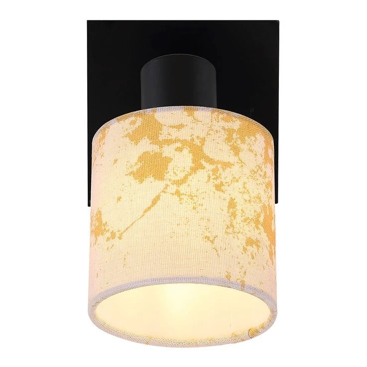 Wandleuchte, Metall Holz, Textil Gold, H 26 Cm – Bild 5