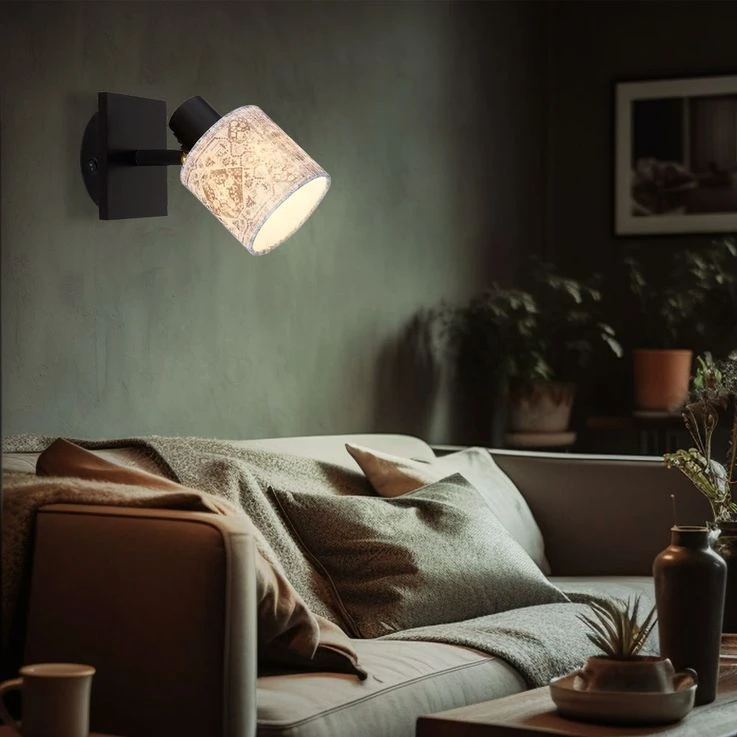 Wandleuchte, Metall, Textil, Spot Verstellbar – Bild 3