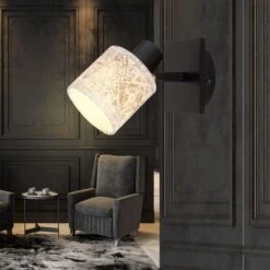 Wandleuchte, Metall, Textil, Spot Verstellbar