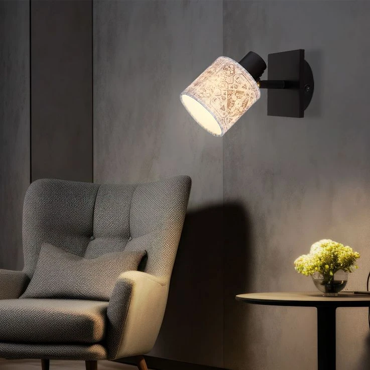 Wandleuchte, Metall, Textil, Spot Verstellbar – Bild 4