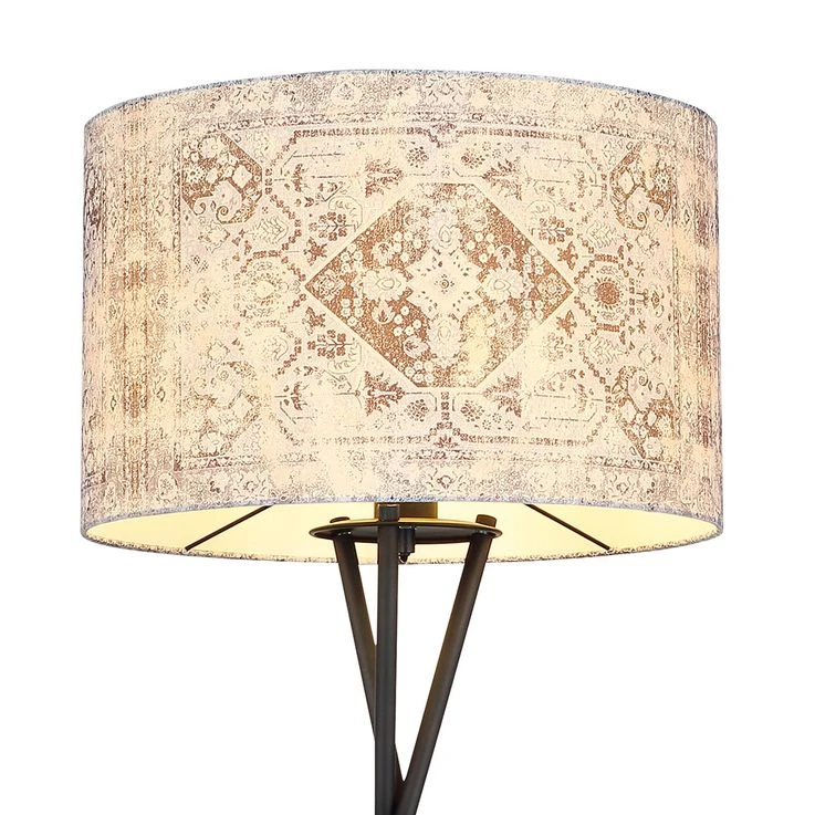 Stehleuchte, Textil Blau Grau, Metall Schwarz, D 62 Cm – Bild 8