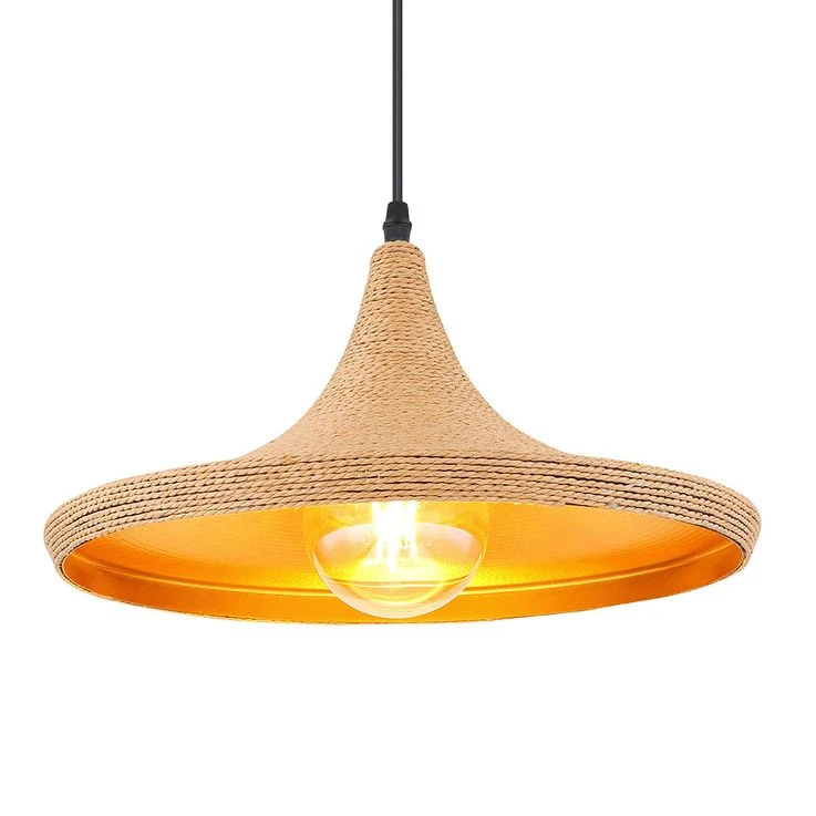 Hängeleuchte, Kordel, ALU, Schwarz, Natur, Gold, H 120 Cm – Bild 11