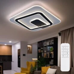 LED Deckenleuchte, Dimmbar, Fernbedienung, Weiß, L 60 Cm