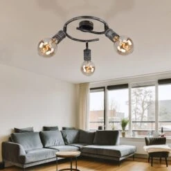 Deckenleuchte, Metall Antik Nickel, Bewegliche Spots, H 11 Cm