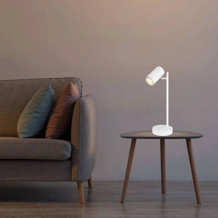 Tischleuchte, Beweglich, Chrom, Weiß Matt, H 35 Cm – Bild 4