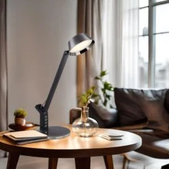 LED Tischleuchte, USB Anschluss, Dimmbar, Schwarz, H 51,5 Cm