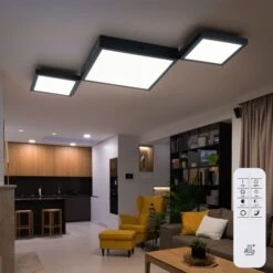 LED Deckenleuchte, CCT, Fernbedienung, Schwarz, L 93 Cm