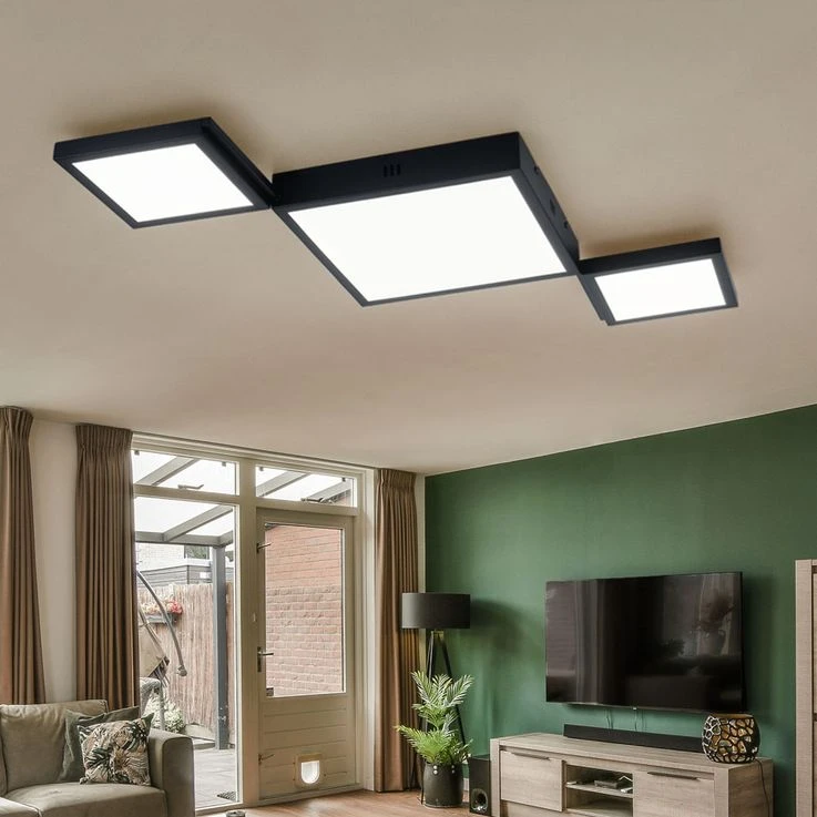 LED Deckenleuchte, CCT, Fernbedienung, Schwarz, L 93 Cm – Bild 5