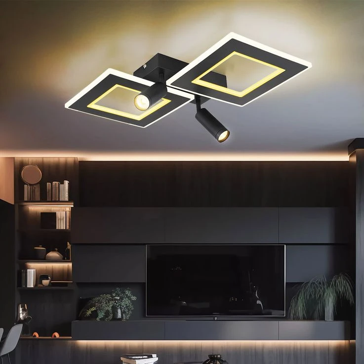 LED Deckenleuchte, RGB Farbwechlser, Dimmbar, 2 Quadrate – Bild 5