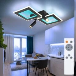 LED Deckenleuchte, RGB Farbwechlser, Dimmbar, 2 Quadrate