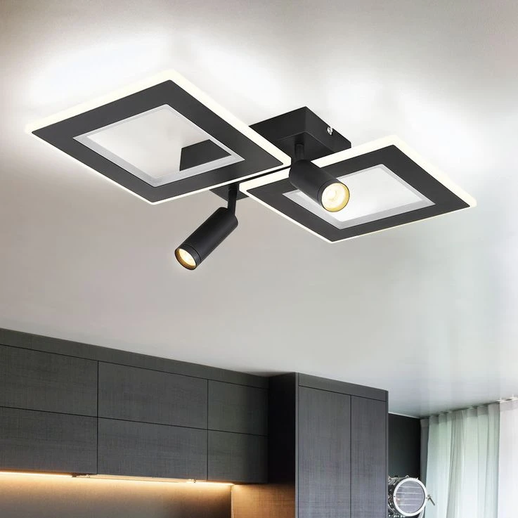 LED Deckenleuchte, RGB Farbwechlser, Dimmbar, 2 Quadrate – Bild 7