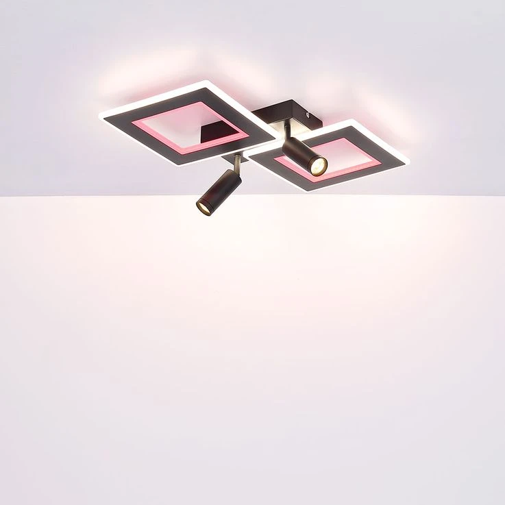 LED Deckenleuchte, RGB Farbwechlser, Dimmbar, 2 Quadrate – Bild 10