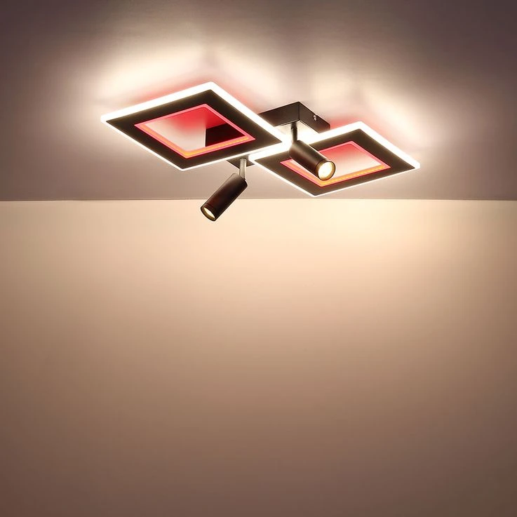 LED Deckenleuchte, RGB Farbwechlser, Dimmbar, 2 Quadrate – Bild 9