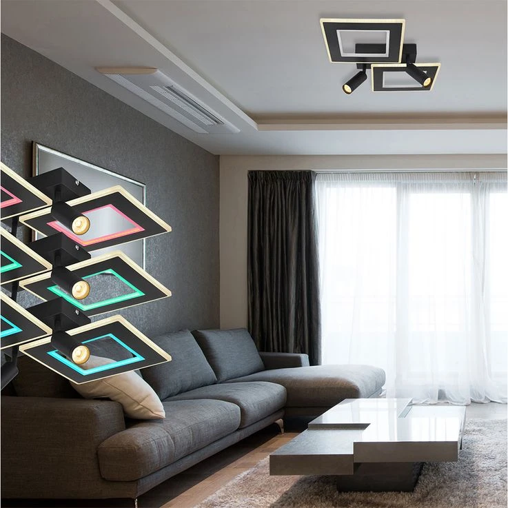 LED Deckenleuchte, RGB Farbwechlser, Dimmbar, 2 Quadrate – Bild 8